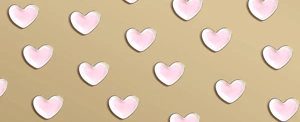 Tema Apprezzamento Con Piatti Cuore Posa Piatta — Foto Stock