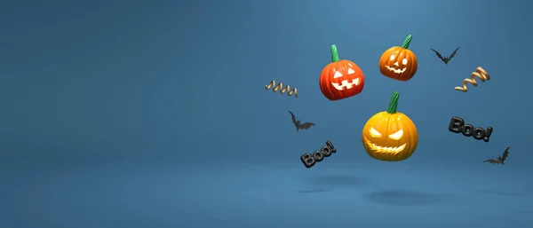 Halloween Theme Pumpkin Ghosts Bats Render — Stock Photo, Image