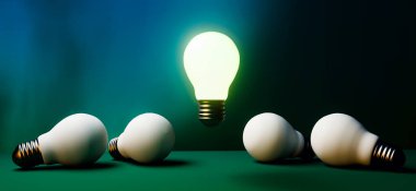 Bir adet eşsiz fikir ampulü - 3D görüntüleyici