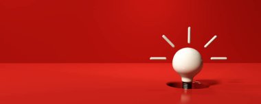 Zeminde delik olan bir ampul fikri - 3D render