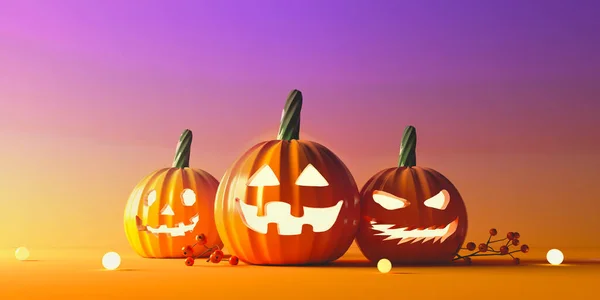 Temat Halloween Duchami Dyni Renderowania — Zdjęcie stockowe