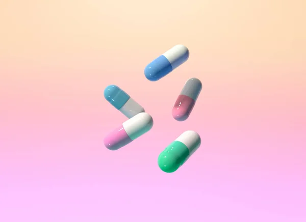 Pharmaceutical Medicine Capsules Healthcare Theme Render — Stock Photo, Image