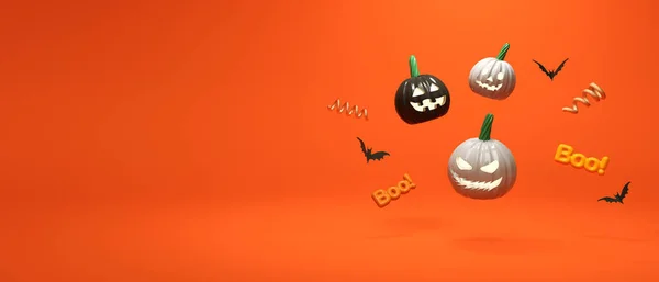 Halloween Téma Tök Szellemek Denevérek Render — Stock Fotó