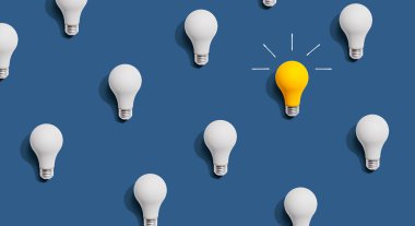 Benzersiz bir fikir ampul konsepti.