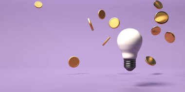 Uçan sikkeli ampul - 3 boyutlu resimleme