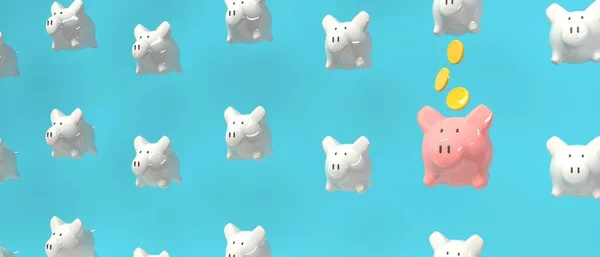 小猪银行模式 财务主题 3D渲染 — 图库照片