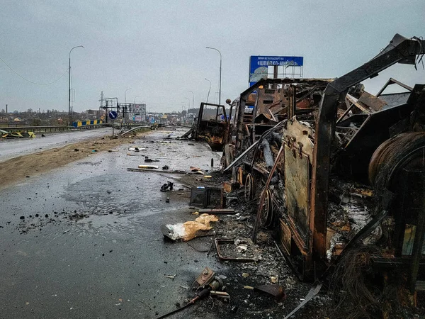 Exploded Bridge City Irpin Ukraine 2022 — стоковое фото