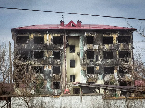Сгоревший Дом Украине Лицензионные Стоковые Фото