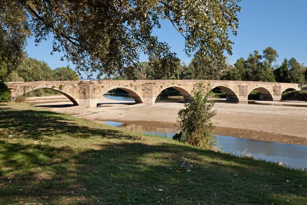 Arezzo Tuscany Italy Medieval Buriano Bridge Arno River Park Ponte — 스톡 사진