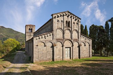 Pescia, Pistoia, Tuscany, Italy: the medieval church in the hamlet Castelvecchio, ancient village on the Apennine mountains  clipart