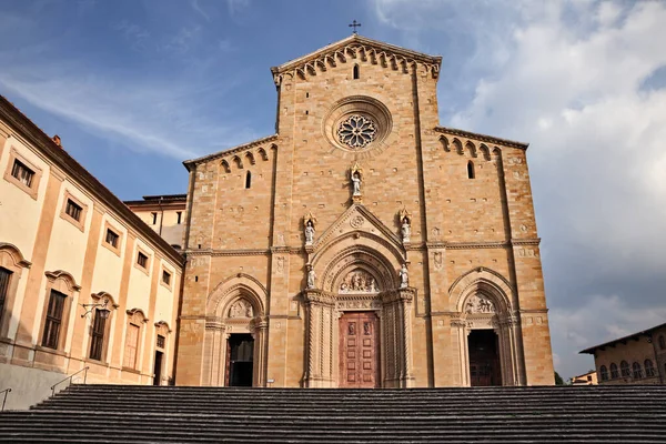 Arezzo Toscane Italië Gevel Van Oude Katholieke Kathedraal Het Historische — Stockfoto