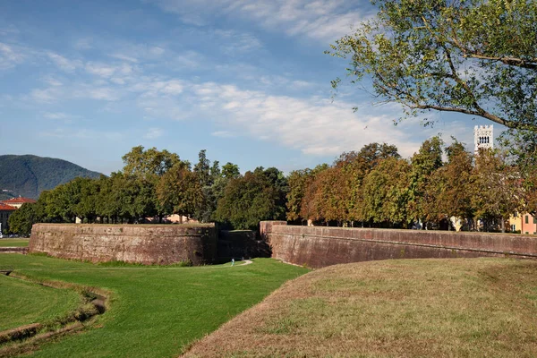 Lucca Τοσκάνη Ιταλία Δημόσιο Πάρκο Και Αρχαία Τείχη Της Πόλης — Φωτογραφία Αρχείου
