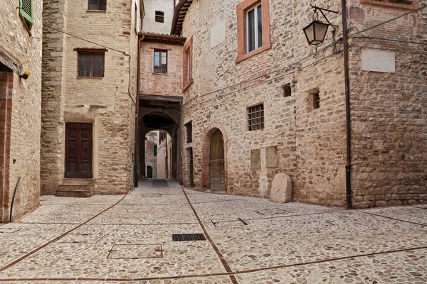 Spoleto Perugia Umbria Olaszország Kis Tér Festői Ókori Olasz Város — Stock Fotó