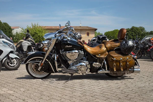Indian Chief Vintage 111 Cruiser Motorcycle Rally Mototagliatella Predappio Italy Royalty Free Stock Images