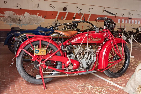 Vintage Indian Scout 600 1927 Exhibición Agriolo Festival Motocicletas Clásicas —  Fotos de Stock