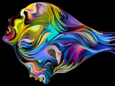 Colors of Unity serisi. Aşk, tutku, romantik çekim ve birlik konularında renkli ve gerçeküstü insan profillerinin etkileşimi