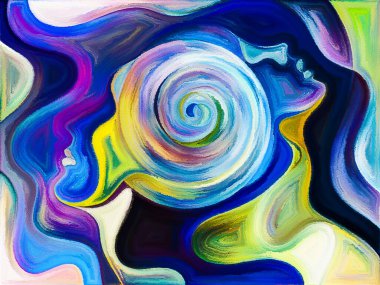 Colors of Unity serisi. Renkli ve gerçeküstü insan profillerinin görsel olarak tatmin edici bileşimi aşk, tutku, romantik çekim ve birlik üzerine çalışmalarda arka plan görevi görecek.