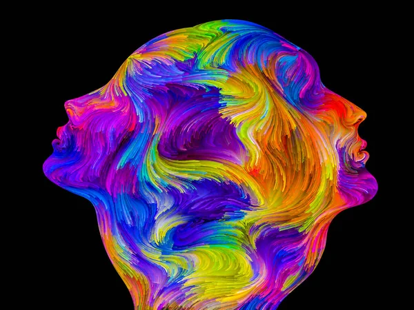 Kolory Serii Jedności Kompozycja Kolorowych Surrealistycznych Profili Ludzkich Metaforyczną Relacją — Zdjęcie stockowe