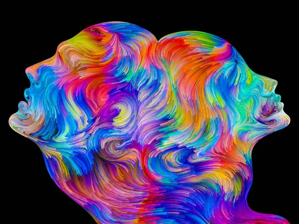 Colors Unity Serisi Renkli Gerçeküstü Insan Profillerinden Oluşan Zemin Aşk — Stok fotoğraf