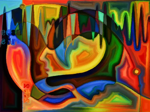 Kolorowy Malowany Wzór Głowy Człowieka Przypominający Wzór Witraża — Zdjęcie stockowe
