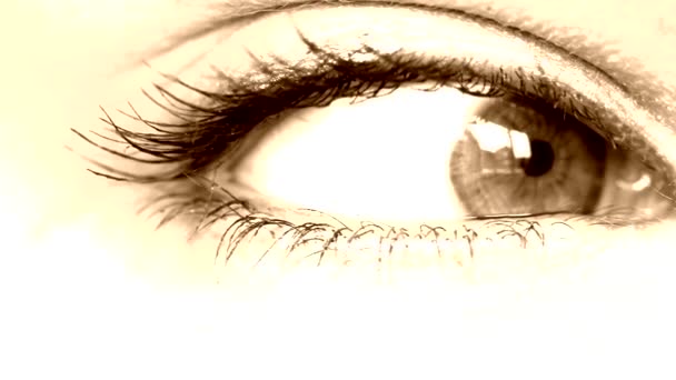 Γυναικών μάτι σέπια χρωματιστούν — Αρχείο Βίντεο