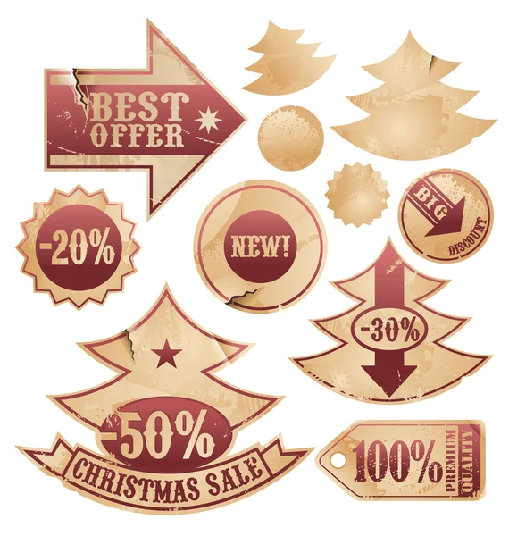 Vector collection of Christmas tree labels and design elements — Stock Vector