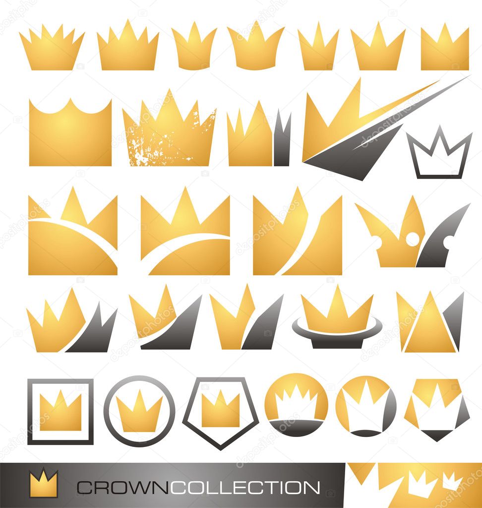 Collection of luxury crown icons, logos and symbols