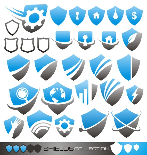 セキュリティシールド - 記号、アイコンとロゴのコレクションの概念 — ストックベクタ