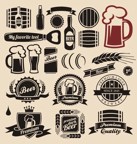 Colección de elementos de diseño de cerveza y bebidas Vector de stock