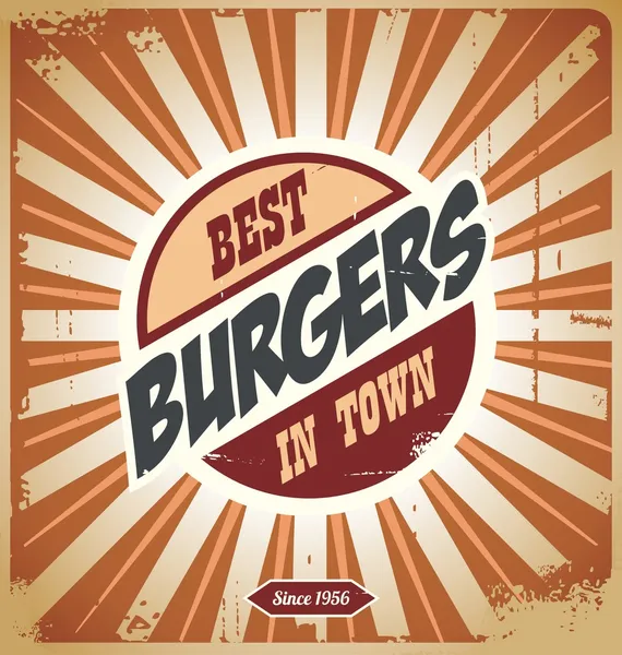Sinal de hambúrguer retro — Vetor de Stock