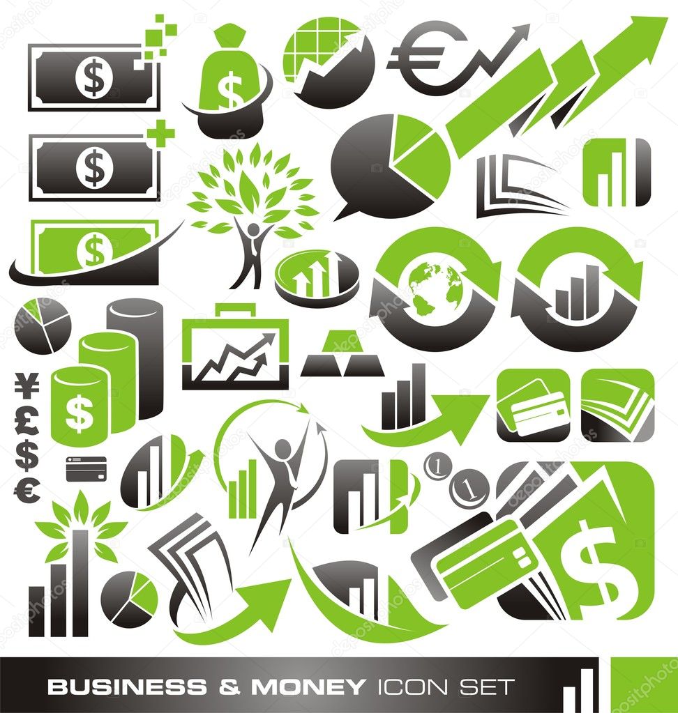 Business and money icon set and logo design concepts