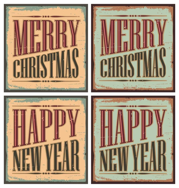 Signos de lata de Navidad estilo vintage o tarjetas de Navidad — Archivo Imágenes Vectoriales
