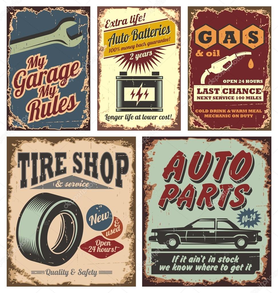 Auto shop vintage rusty metal sign Royalty Free Vector Image