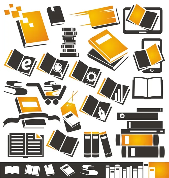 Libro iconos conjunto — Vector de stock