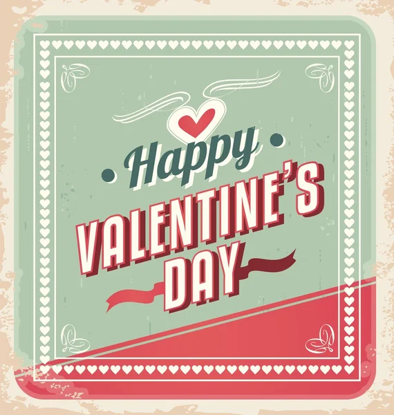 Retro Valentim Dia Card vector — Vetor de Stock