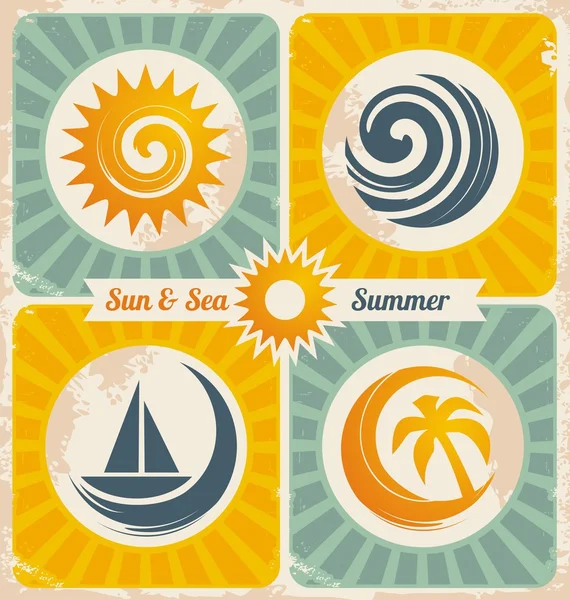 Cartel de vacaciones de verano retro — Vector de stock