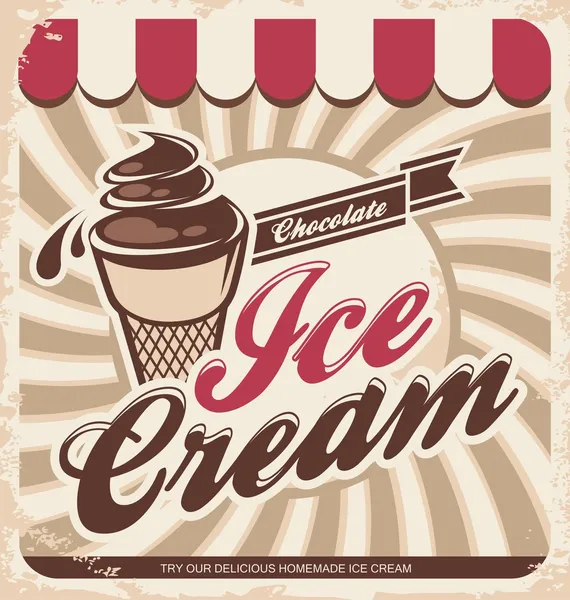 Cartaz de sorvete retro — Vetor de Stock