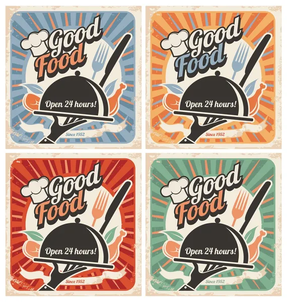 Carteles de comida retro — Vector de stock