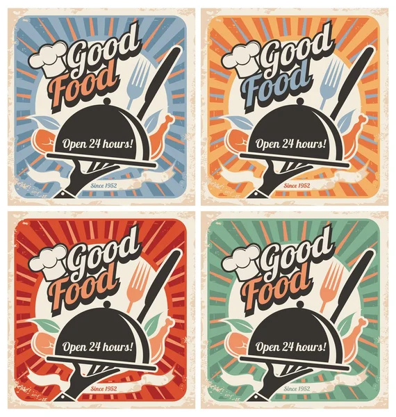 Cartazes de comida retrô Ilustração De Stock