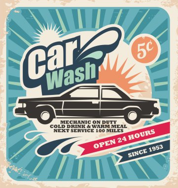 Retro car wash poster