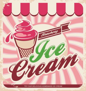 Retro ice cream poster clipart