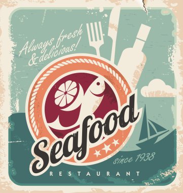 Deniz ürünleri Restoran için VINTAGE poster