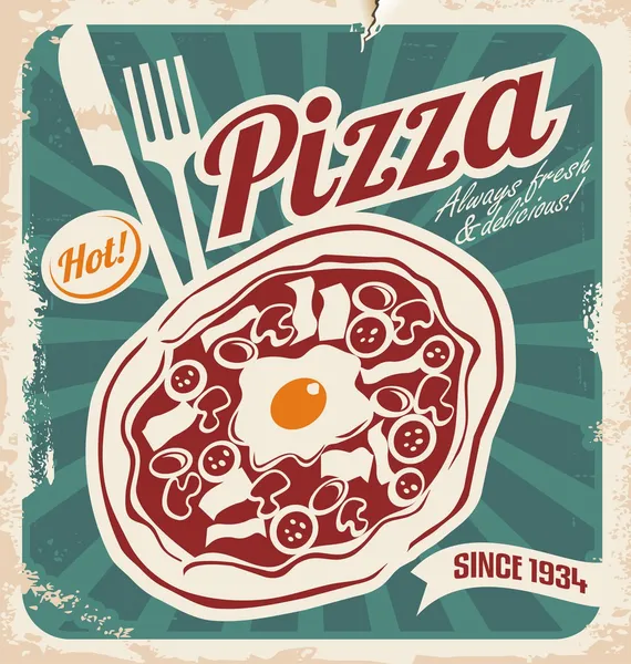 Plakat retro pizzy — Wektor stockowy