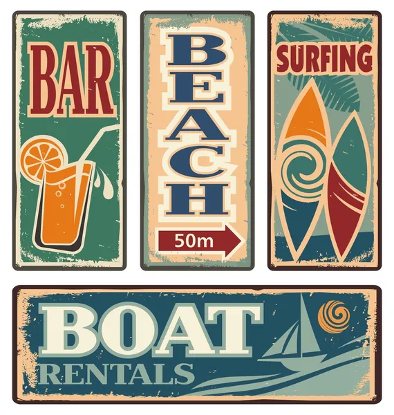 Vintage summer holiday signs — Stock Vector