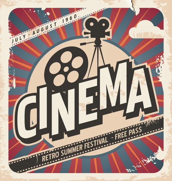 Cartel de cine retro — Vector de stock