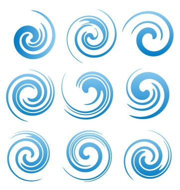 Set of water swirls and abstract waves clipart
