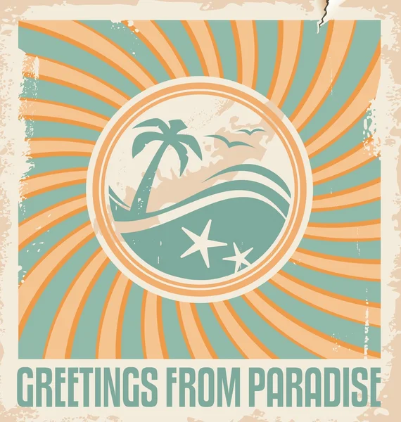 Plantilla de postal de verano Vintage — Vector de stock