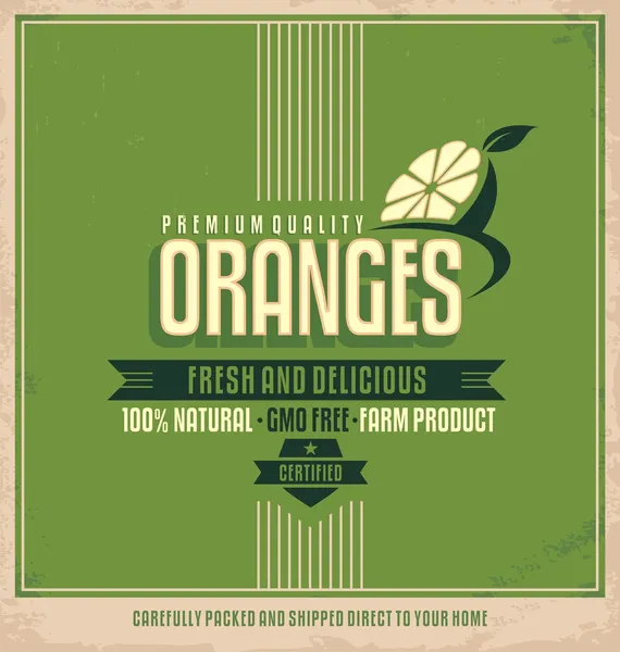 Projeto de cartaz de laranjas frescas — Vetor de Stock