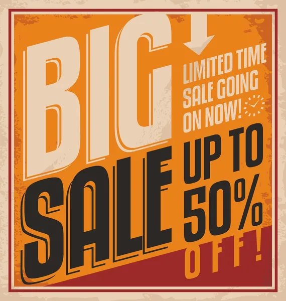 Big sale retro poster template — Stock Vector