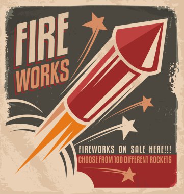 Vintage fireworks poster tasarımı